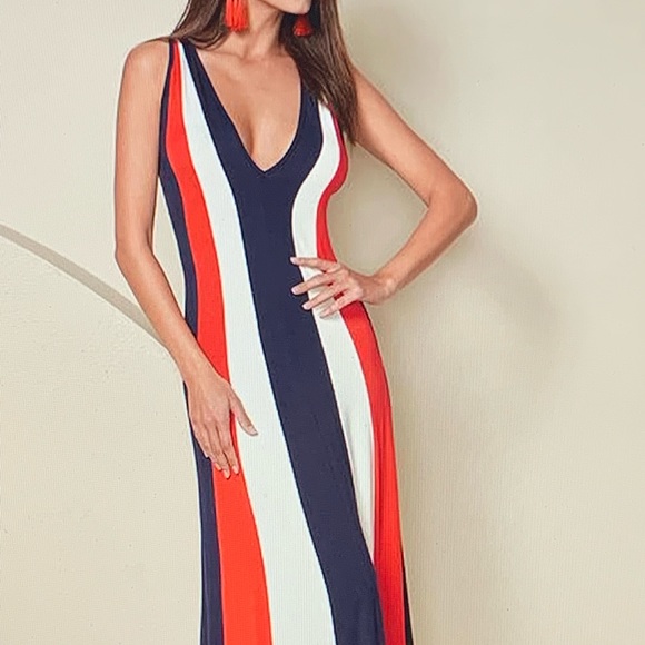 NWT Color block maxi dress with braided crisscross straps extra small - Picture 1 of 6